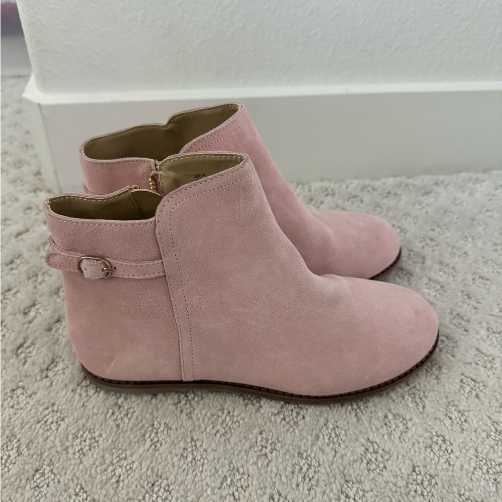 Janie and Jack Girls Pink Boots Suede Side Zip Bootie Size 5